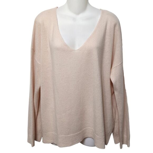 CUPCAKES & CASHMERE 100% Cashmere Soft Pink V-Neck Sweater L - Picture 1 of 6